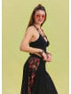 Black Skirt with Elastic Waist and Tie Detail 4519